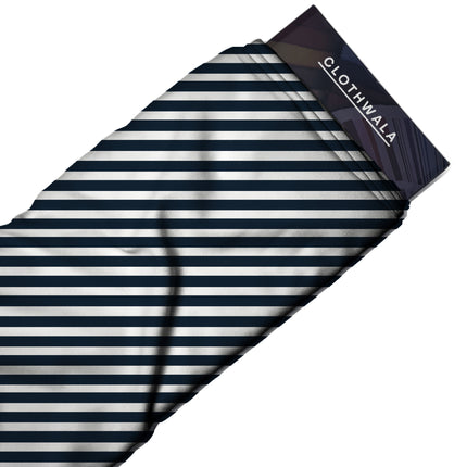 midnight blue stripes fabric detail — textured finish digital print closeup