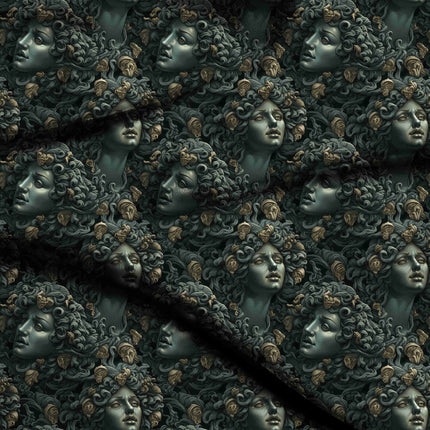 slate grey floral digital print fabric texture — large scale closeup