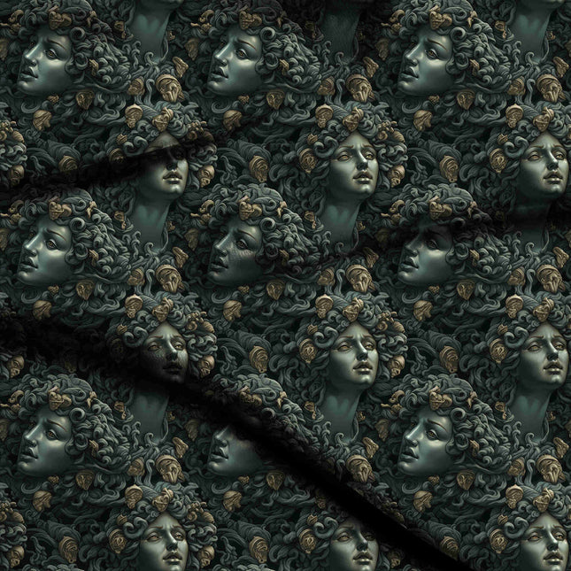 slate grey floral digital print fabric texture — large scale closeup
