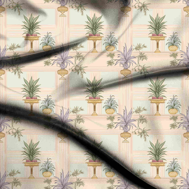ivory cream floral digital print fabric texture — medium scale closeup