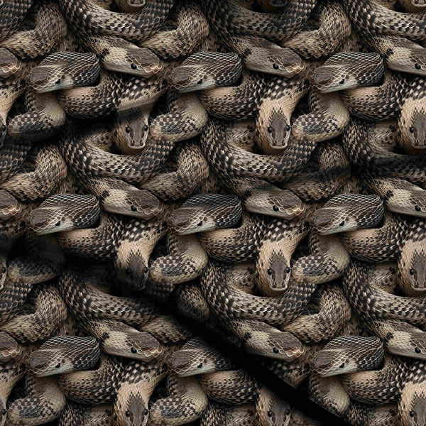 Khaki Intricate Overlapping Python Scale Pattern Print Fabric