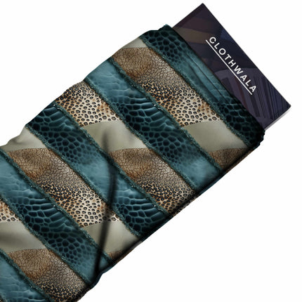 teal blue animal all-over print pattern — large scale repeat layout