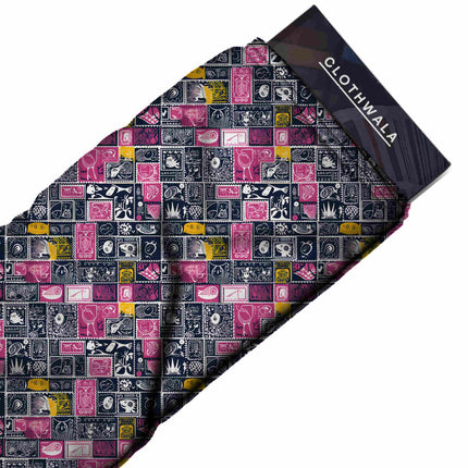 midnight blue ethnic fabric detail — matte finish digital print closeup