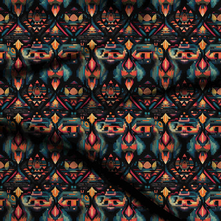 midnight black geometric digital print fabric texture — large scale closeup
