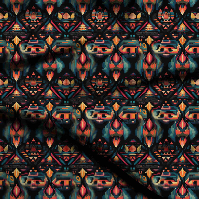 midnight black geometric digital print fabric texture — large scale closeup