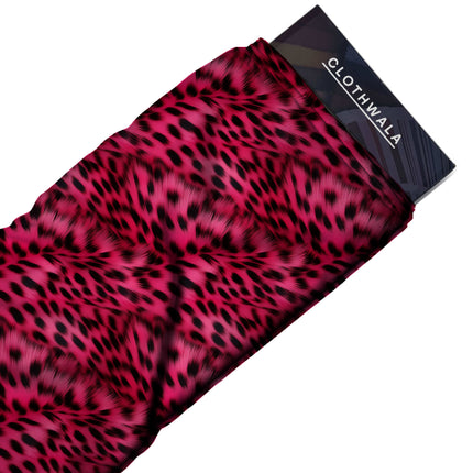 fuchsia pink animal print fabric draped — jumpsuit styling