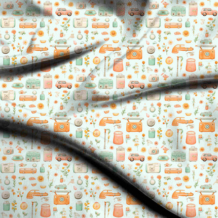 mint green floral all-over print pattern — medium scale repeat layout