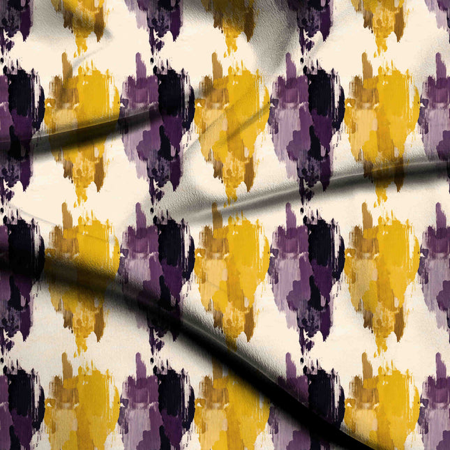 mustard yellow abstract digital print fabric texture — large scale closeup