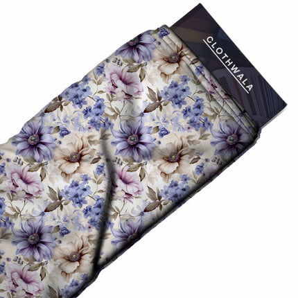 lavender floral all-over print pattern — medium scale repeat layout