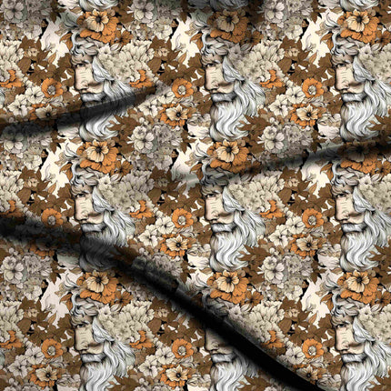 ivory cream floral digital print fabric texture — large scale closeup