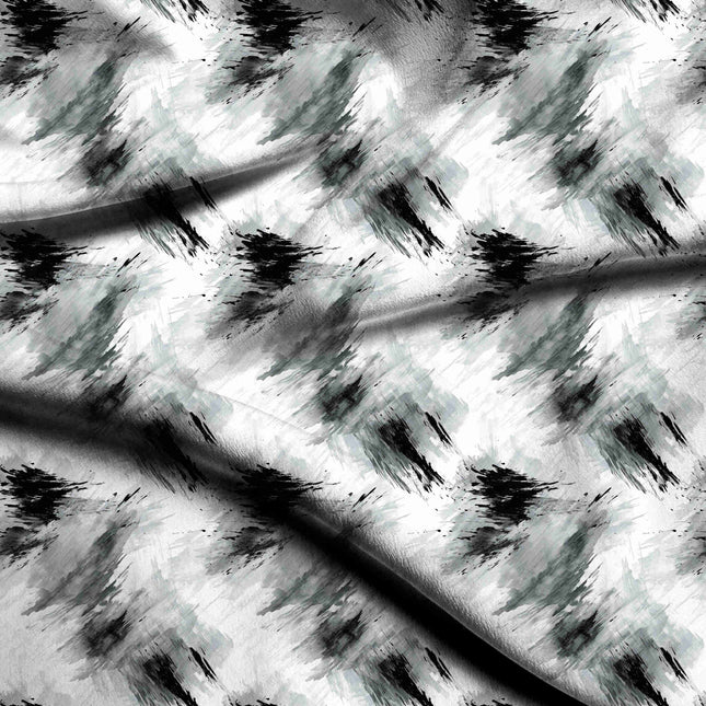 jet black abstract digital print fabric texture — medium scale closeup