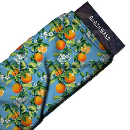 cornflower blue floral all-over print pattern — medium scale repeat layout