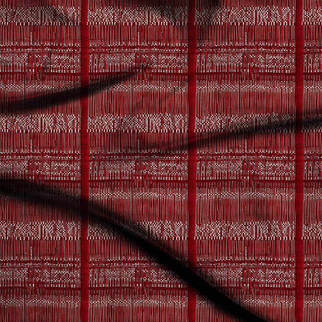 crimson red ethnic digital print fabric texture — fine scale closeup