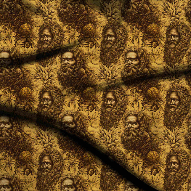 mustard yellow floral digital print fabric texture — large scale closeup