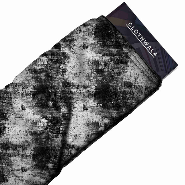 jet black abstract print fabric draped — co-ord set styling
