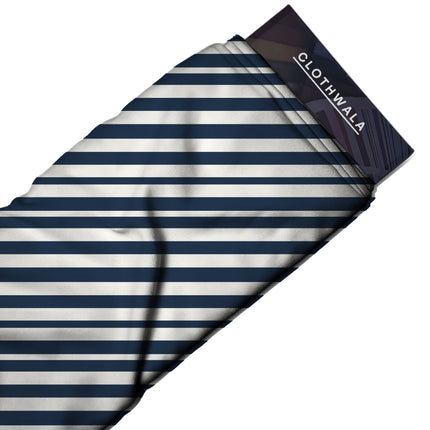 navy blue stripes fabric detail — textured finish digital print closeup