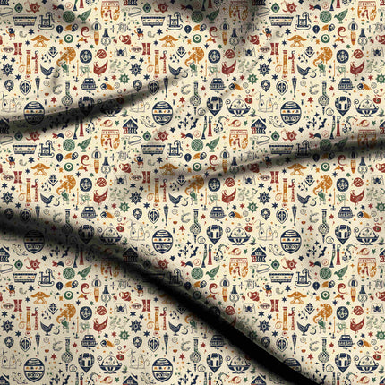 ivory cream other digital print fabric texture — medium scale closeup