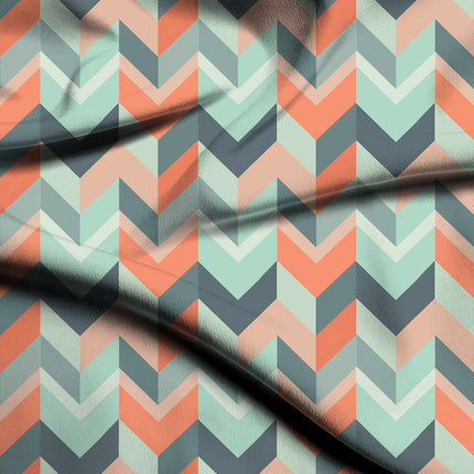 coral geometric print fabric draped — palazzo suit styling