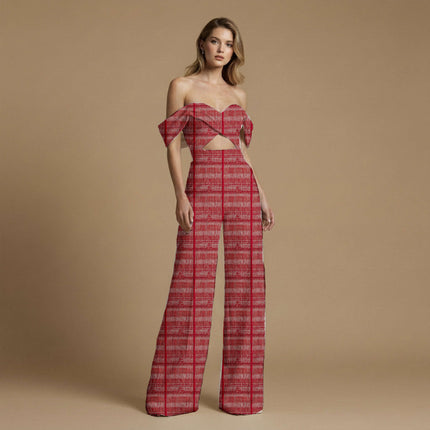 crimson red ethnic fabric detail — matte finish digital print closeup