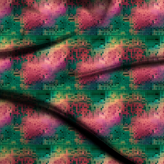 forest green abstract print fabric draped — saree styling