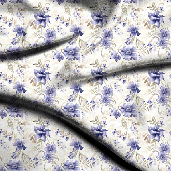 Periwinkle Blue Dreamy scattered watercolor blossoms and Co-ord Set Fabric