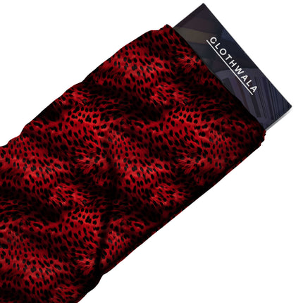 crimson red animal all-over print pattern — large scale repeat layout