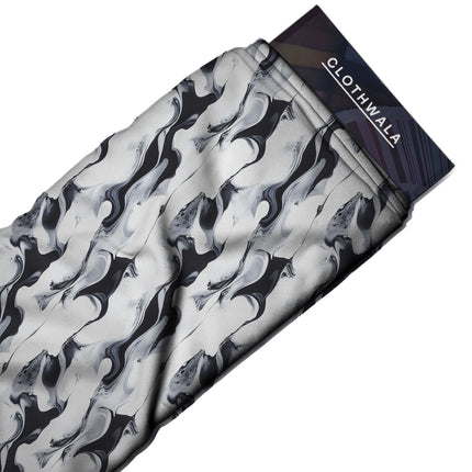 jet black abstract fabric detail — glossy finish digital print closeup