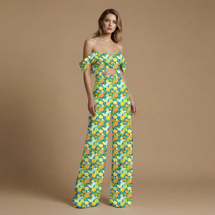 deep teal tropical all-over print pattern — medium scale repeat layout