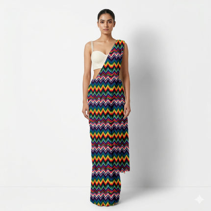 Deep Indigo Geometric Digital Print Fabric for Co-ord | Festival Wear Fabric - Image 8