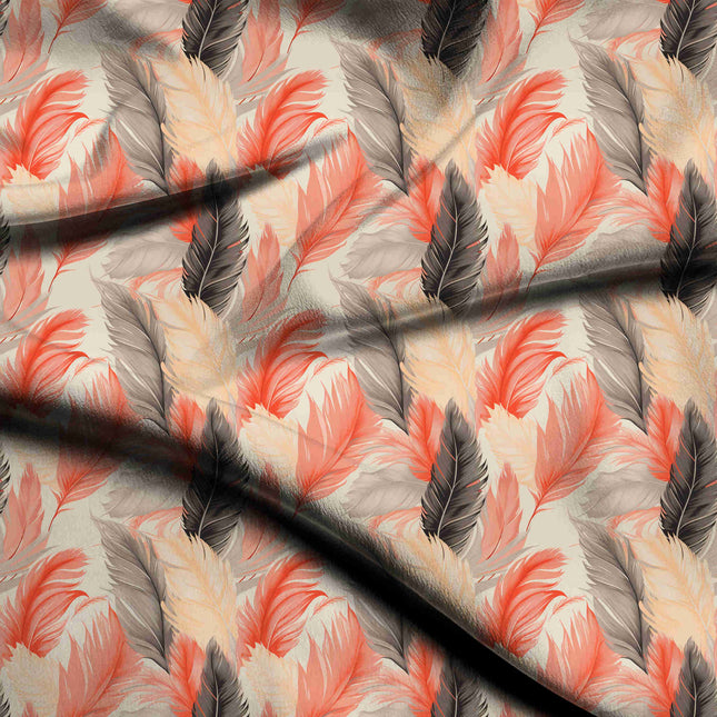 Coral Floral Digital Print Fabric | Kaftan Co-Ord Dress | Destination Wedding | Ink wash portraits | Poly Spandex Print - 1808