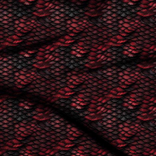 Crimson Red Textured Overlapping Crimson And Black Print Fabric