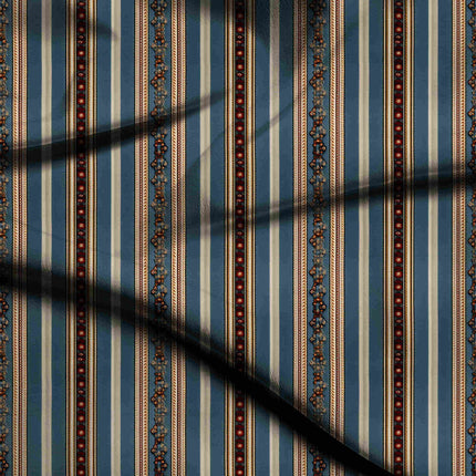 steel blue stripes digital print fabric texture — medium scale closeup