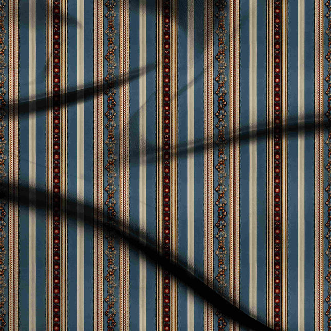steel blue stripes digital print fabric texture — medium scale closeup