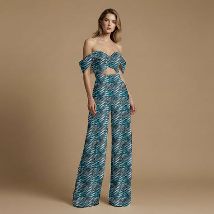 deep teal animal all-over print pattern — medium scale repeat layout