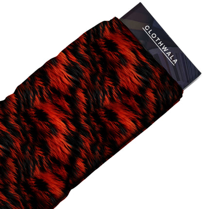 fiery red animal fabric detail — textured finish digital print closeup