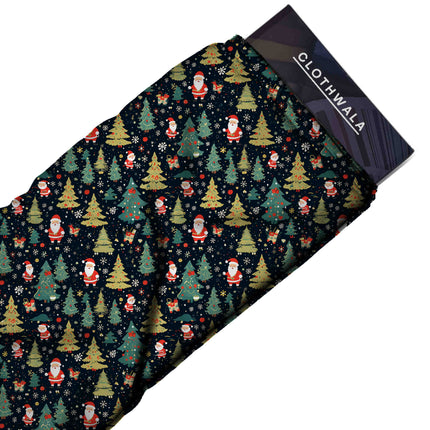 Forest Green Floral Digital Print Fabric for Dress | Regal Festive Wear - Image 6