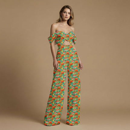 terracotta red other print fabric draped — co-ord set styling