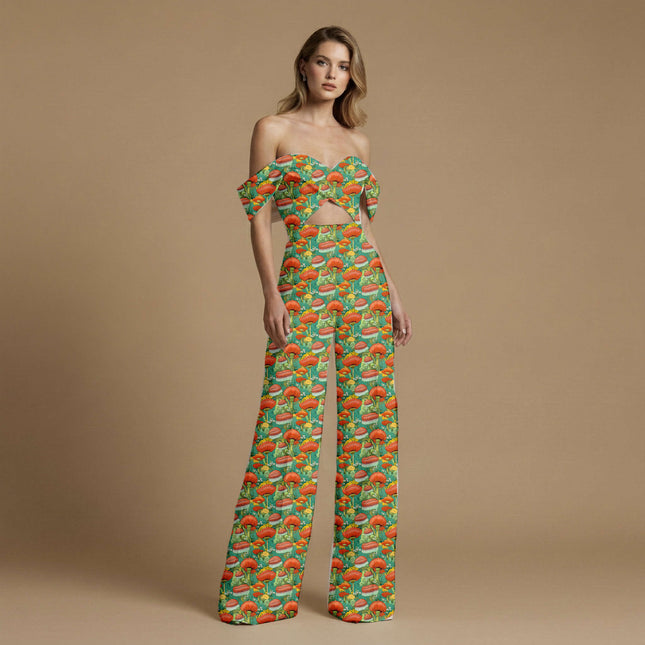 terracotta red other print fabric draped — co-ord set styling