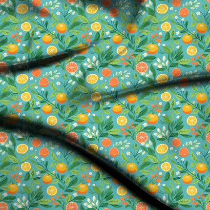 aquamarine floral digital print fabric texture — medium scale closeup