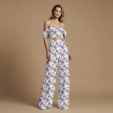 periwinkle blue floral print fabric draped — kurta set styling