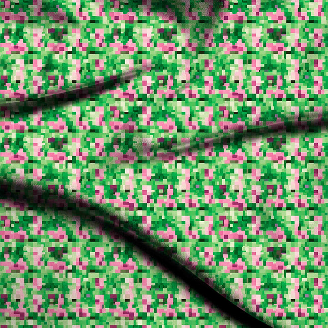 emerald green abstract digital print fabric texture — medium scale closeup