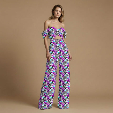 electric purple animal print fabric draped — co-ord set styling