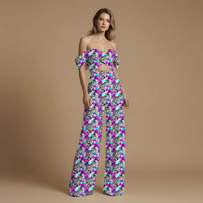 electric purple animal print fabric draped — co-ord set styling
