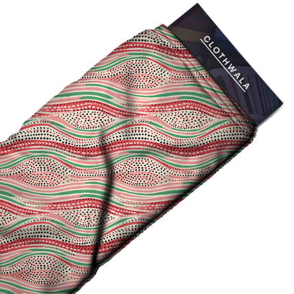 Coral Pink Abstract Digital Print Fabric for Dress | Eid Collection - Image 7