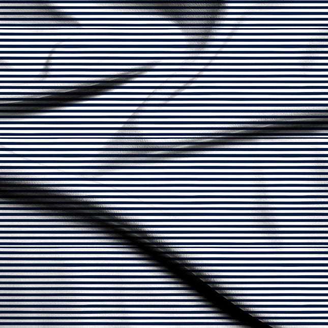 navy blue stripes digital print fabric texture — fine scale closeup