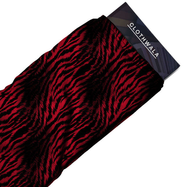 crimson red animal print fabric draped — co-ord set styling