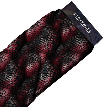 crimson red animal fabric detail — glossy finish digital print closeup