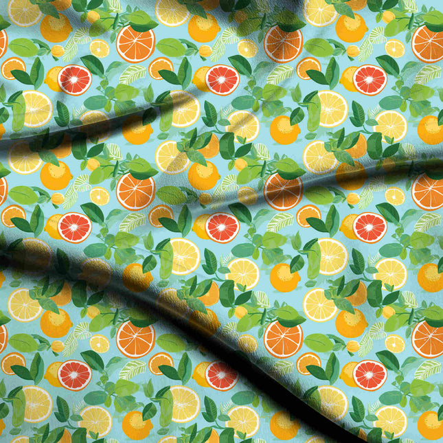 sky blue tropical digital print fabric texture — medium scale closeup