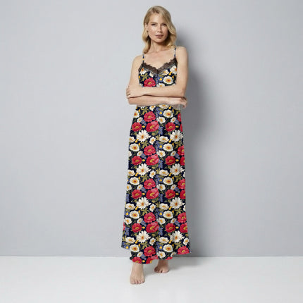 Midnight Blue Floral Digital Print Fabric for Maxi | Evening Wear - Image 7