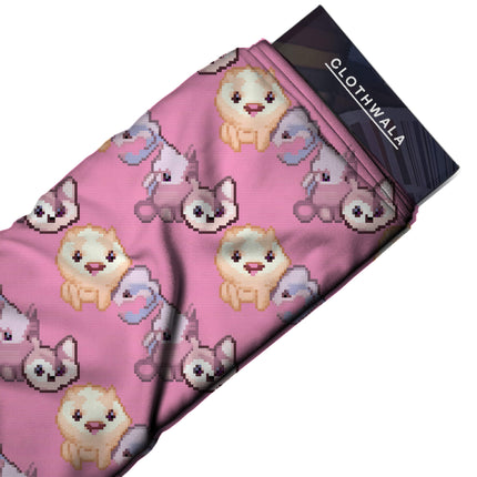 bubblegum pink animal all-over print pattern — medium scale repeat layout